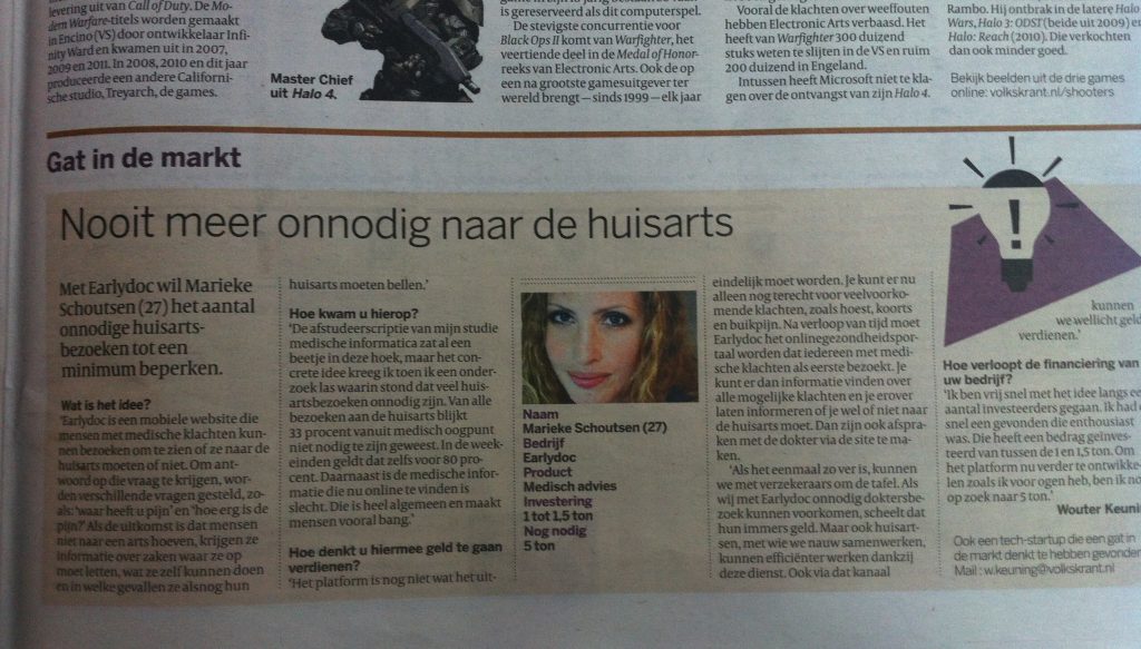 Volkskrant artikel Earlydoc